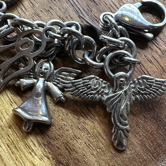 Milor Stainless Steel  Charm Bracelet with 8 Angel and Star Charms - Picture 5 of 7